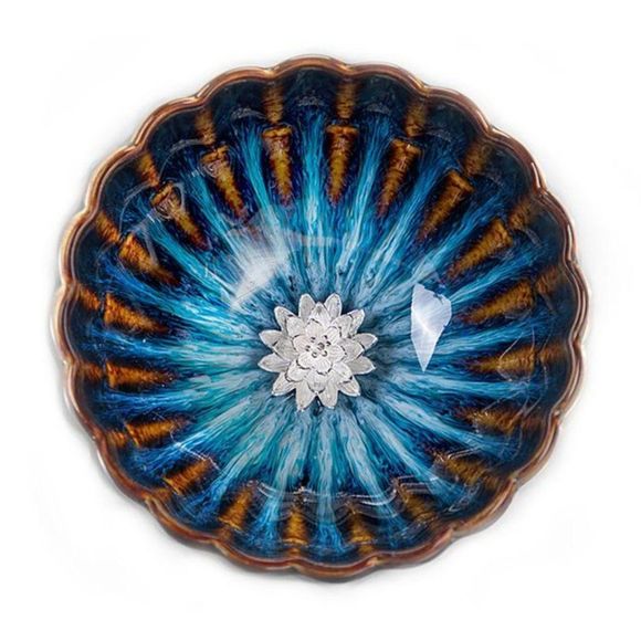 None Other - Golden Peacock Glazed Gradient Tea Cup